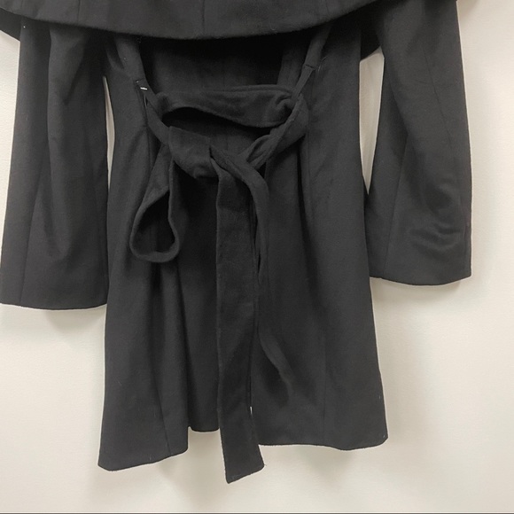 Tahari Marla Belted Wrap Coat black warm cozy chic - Picture 8 of 9